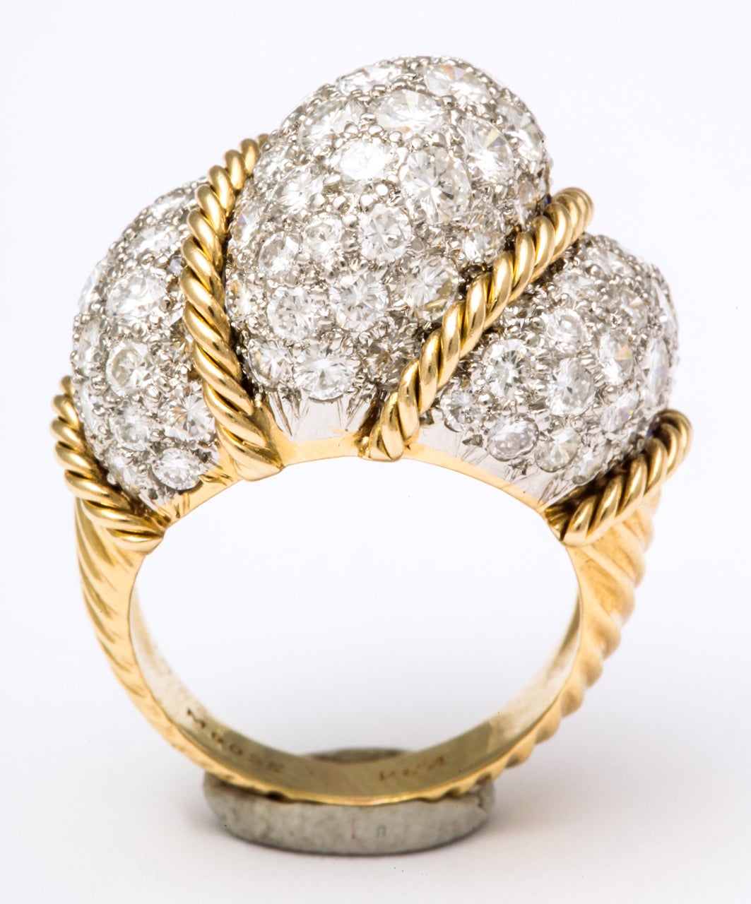 Van Cleef & Arpels VCA Yellow Gold Diamond Dome Ring