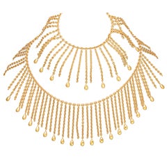 Van Cleef & Arpels VCA Gold Chain Fringe Bracelet Necklace Set