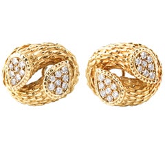 1970s Boucheron Paris Diamond Gold Set Cornucopia Earrings