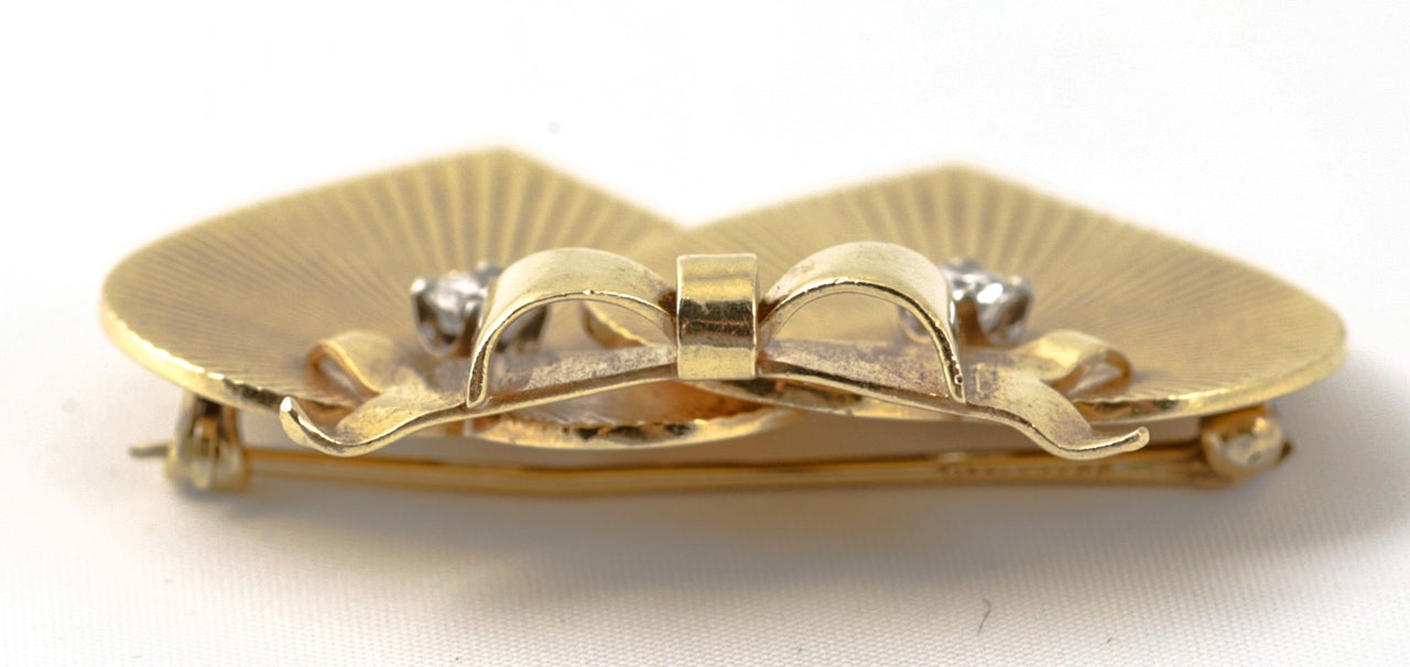 Women's Tiffany & Co. Double Heart Diamond Gold Brooch