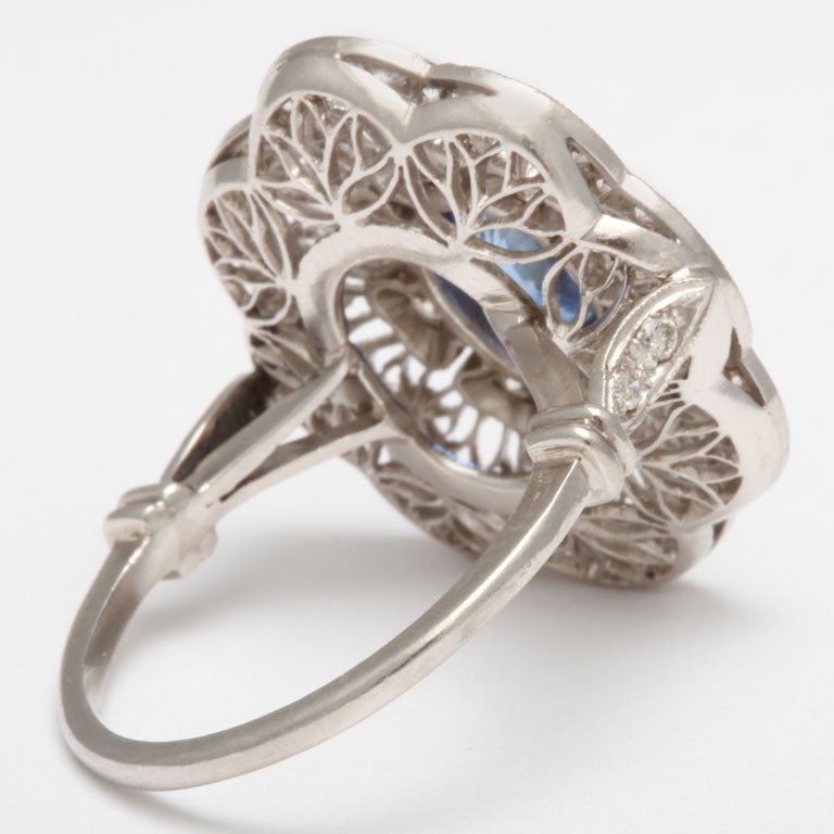 Women's Edwardian Sapphire And Diamond Flower Ring