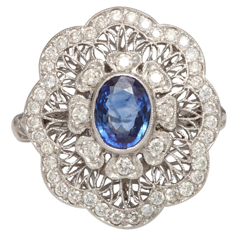 Edwardian Sapphire And Diamond Flower Ring