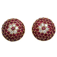 Ruby Gold And Diamond Pave Ball Earrings Ruby Gold And Diamond Pave Ball Earrings