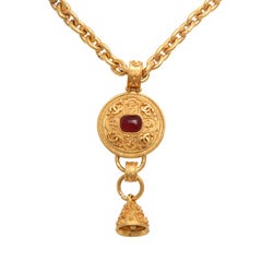 CHANEL RED GRIPOIX NECKLACE WITH BELL