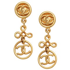 Vintage CHANEL LONG CROSS DANGLING EARRINGS