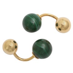 CARTIER Gold and Malachite Cuff Links