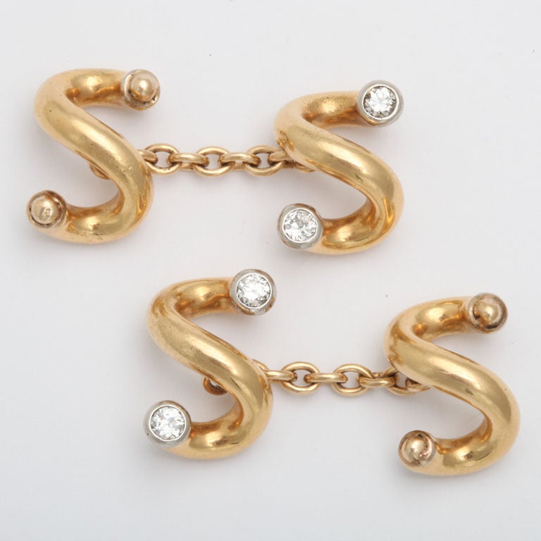 VAN CLEEF & ARPELS  Gold and Diamond Cuff Links