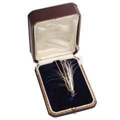 Antique Diamond Feather Hair Pin