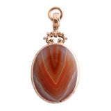 English Pink Gold Two Sided Fob with Green and Sienna Agate English Pink Gold Two Sided Fob with Green and Sienna Agate