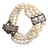 Victorian Pearl and Sterling Silver Bracelet