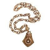 Antique Irish Gold Double Sided Pendant on Chain
