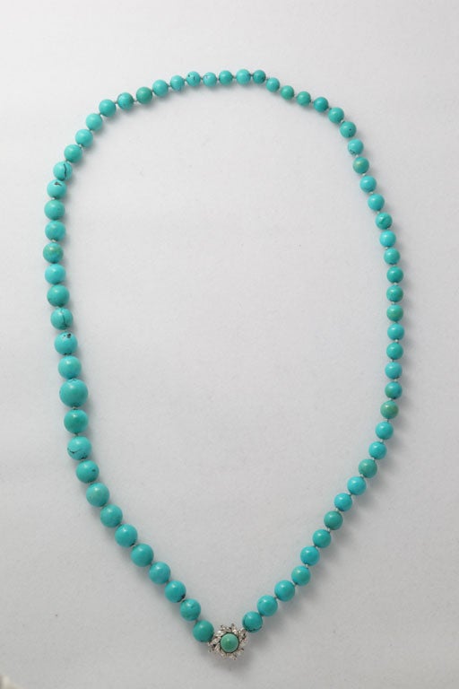 Persian Turquoise Necklace With Diamond & Turquoise Clasp 2