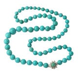 Persian Turquoise Necklace With Diamond & Turquoise Clasp