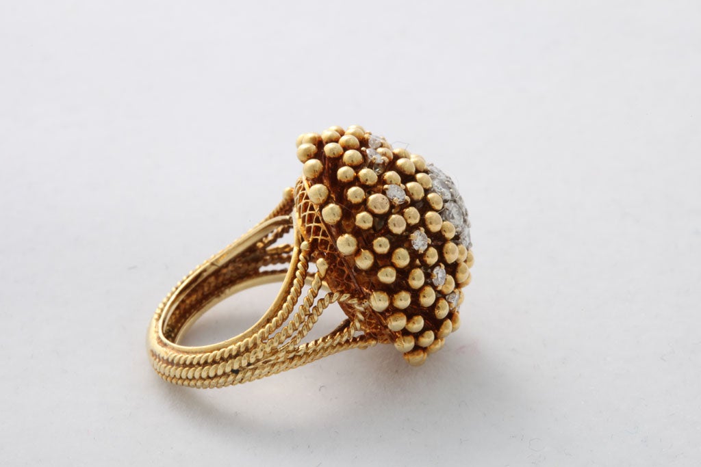 Women's 18kt Yellow Gold & Diamond Dome Ring
