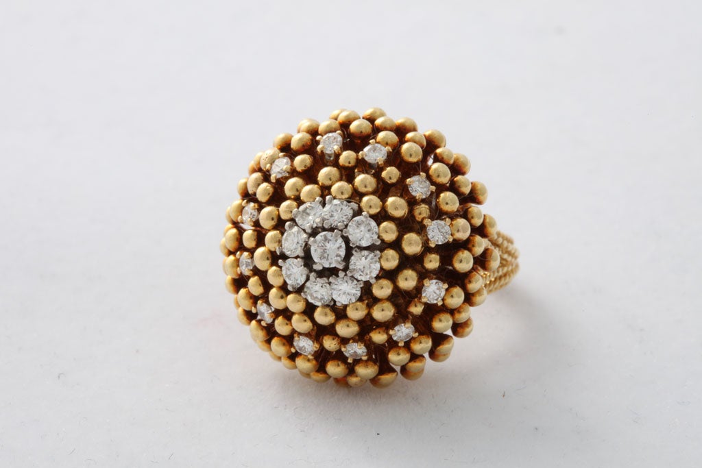 18kt Yellow Gold & Diamond Dome Ring 1