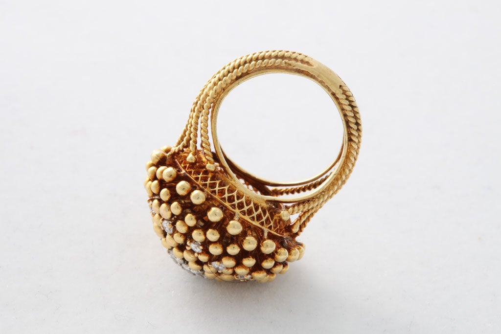 18kt Yellow Gold & Diamond Dome Ring 3