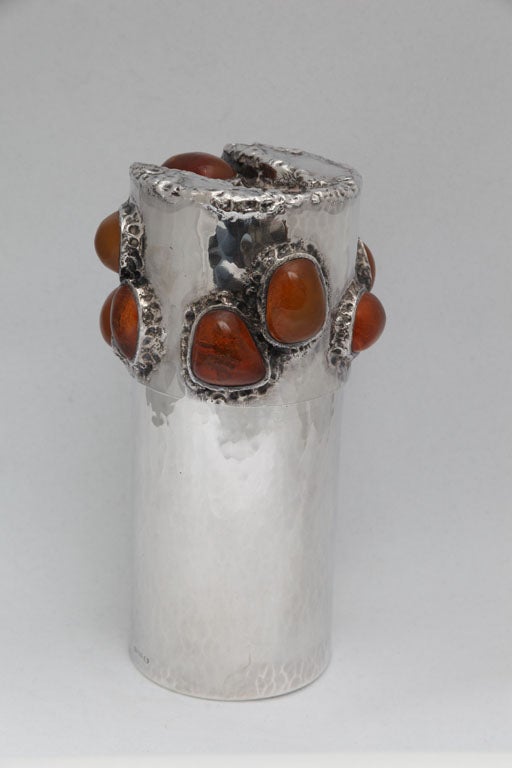 Amber Sterling Silver Canister For Sale 2