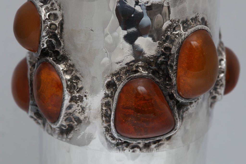 Amber Sterling Silver Canister For Sale 3