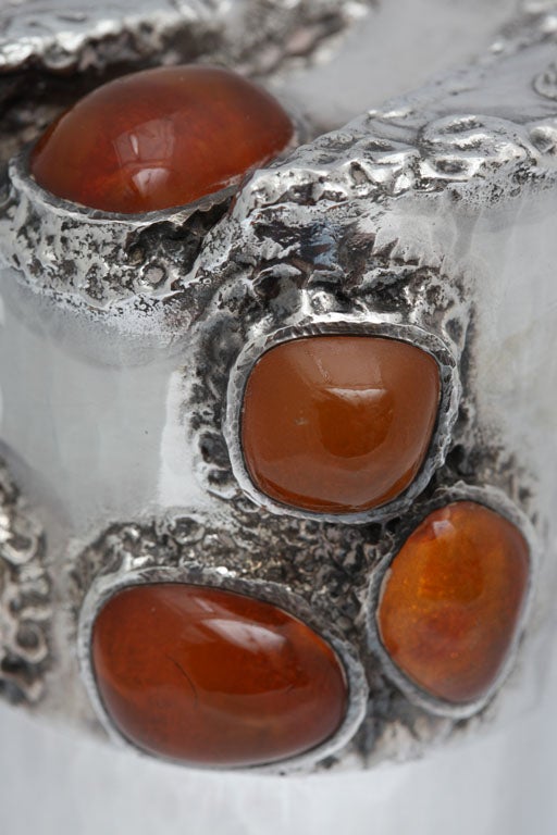 Amber Sterling Silver Canister For Sale 4