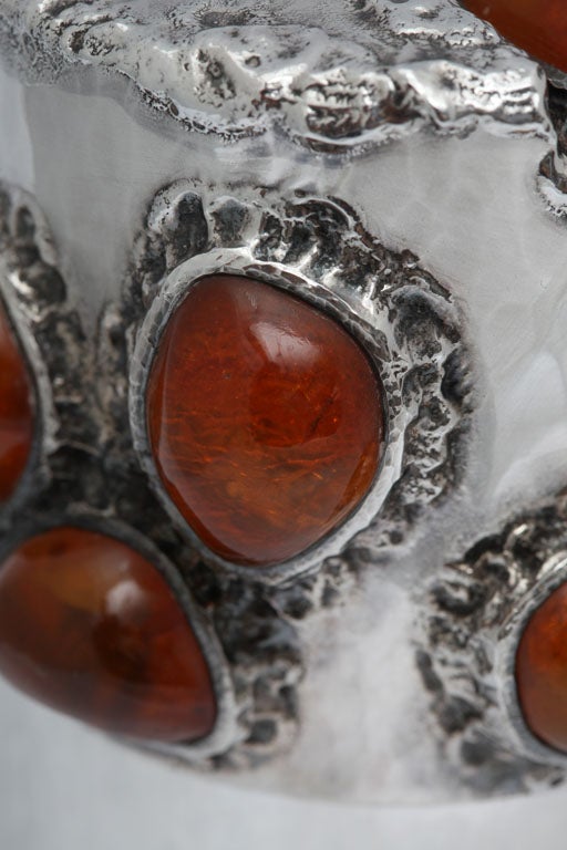 Amber Sterling Silver Canister For Sale 6