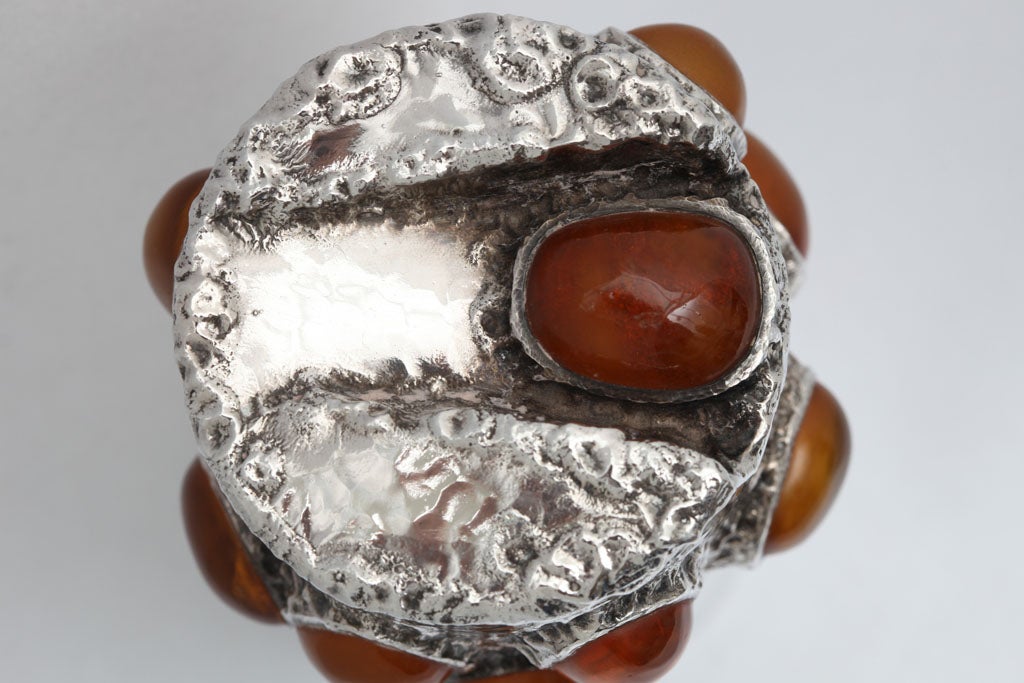 Amber Sterling Silver Canister For Sale 7