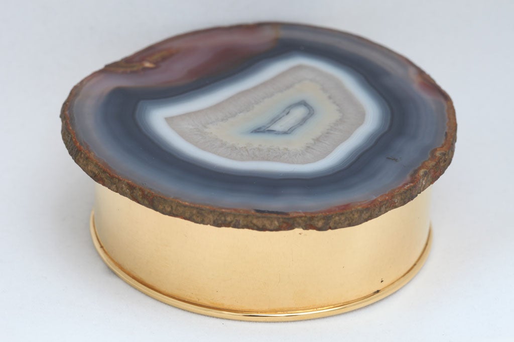Chaumet Round Gold-plated Lidded-Box with Agate
