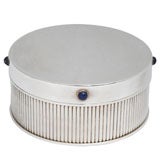 Boîte à couvercle ronde en argent avec lapis-lazuli de Cartier