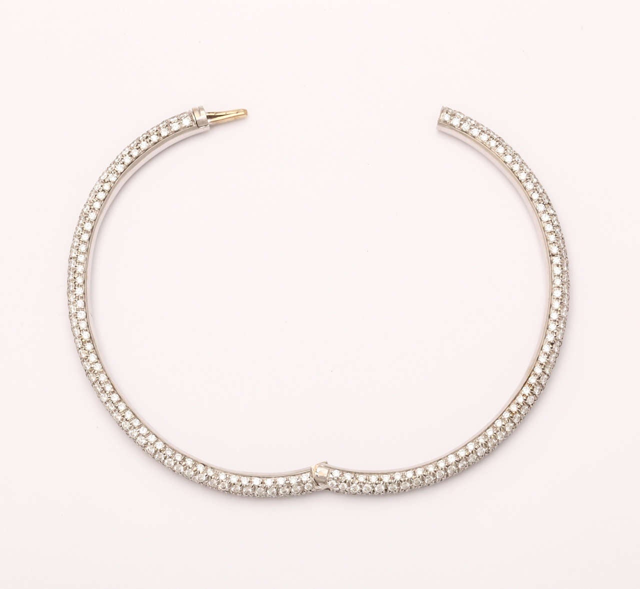 Contemporary Pave Diamond White Gold Bangle Bracelet