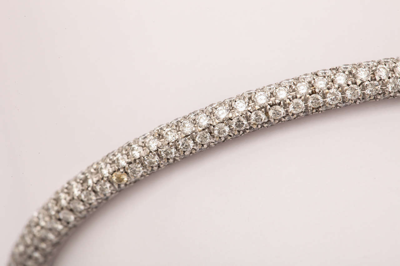 Women's Pave Diamond White Gold Bangle Bracelet