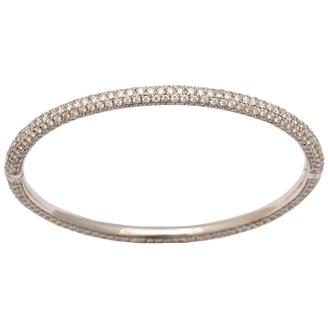 Pave Diamond White Gold Bangle Bracelet