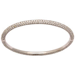 Pave Diamond White Gold Bangle Bracelet