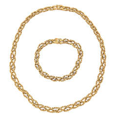 Vintage Cartier Diamond Gold Necklace and Bracelet