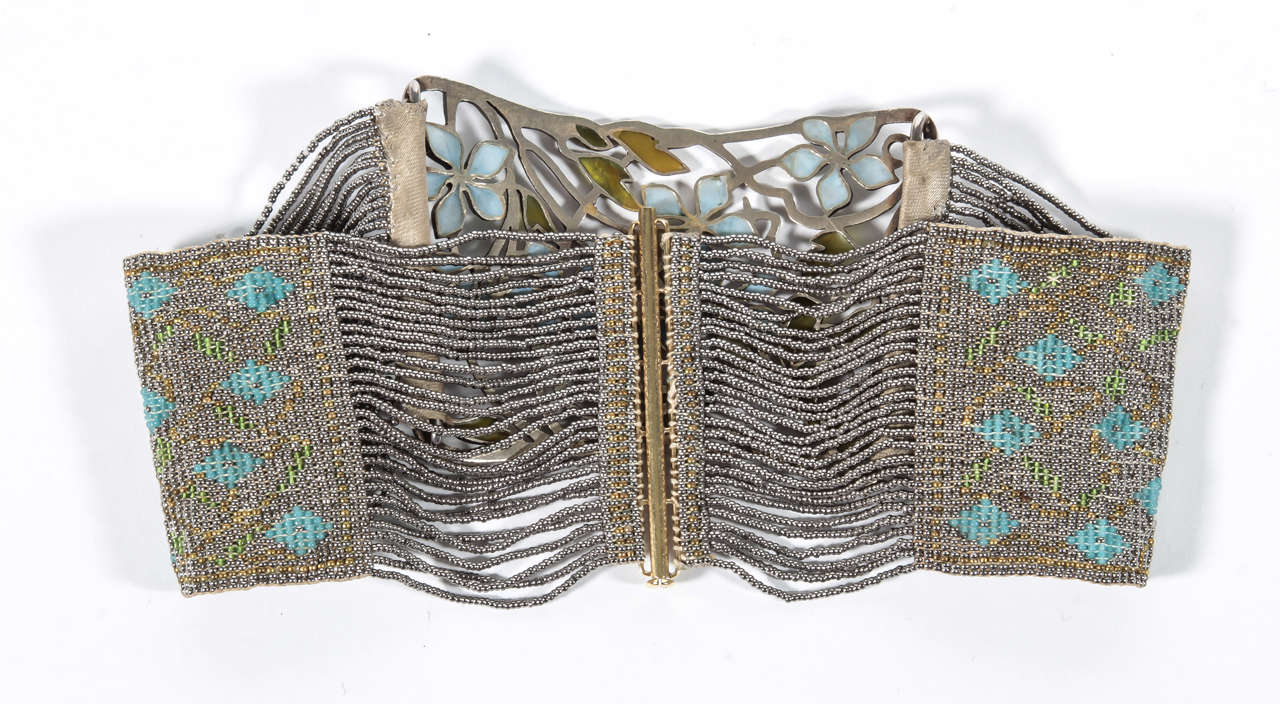 Plique-A-Jour Enamel Silver Choker Necklace