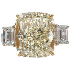Fancy Yellow 10.06 Carat Cushion Cut Diamond Ring 6
