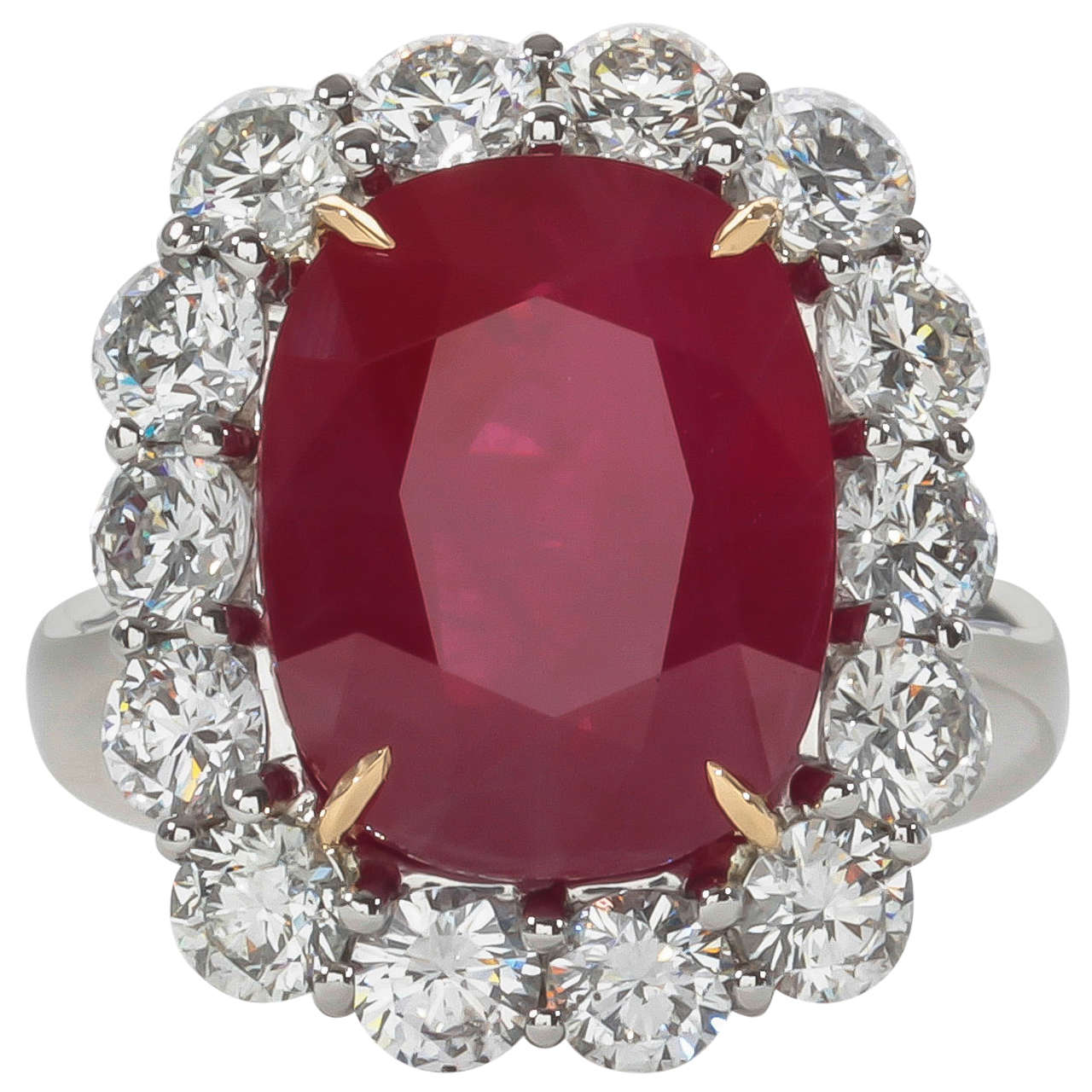 Rare 10 Carat Burma Ruby Diamond Ring For Sale