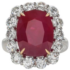 Rare 10 Carat Burma Ruby Diamond Ring