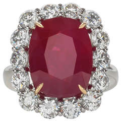 Rare Ten Carat Burma Ruby Diamond Ring 5