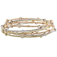 Set of Six Multicolored Slip On Diamond Bangles 9