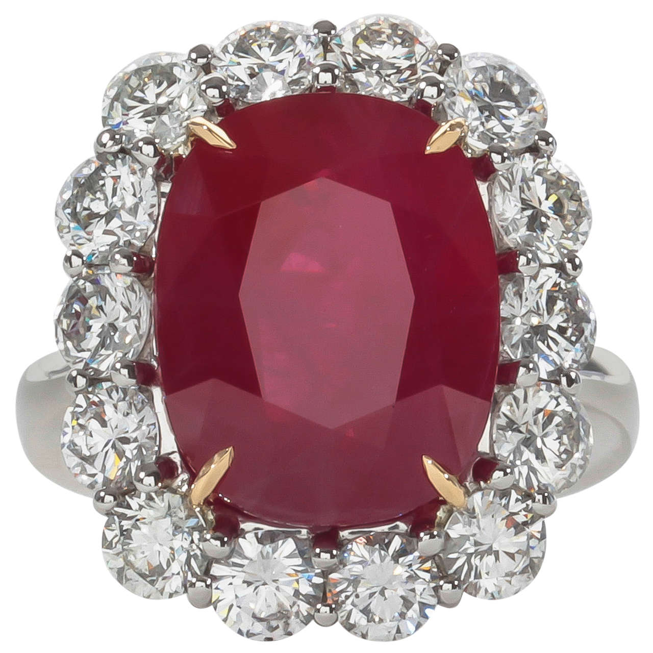 Rare Ten Carat Burma Ruby Diamond Ring For Sale at 1stdibs