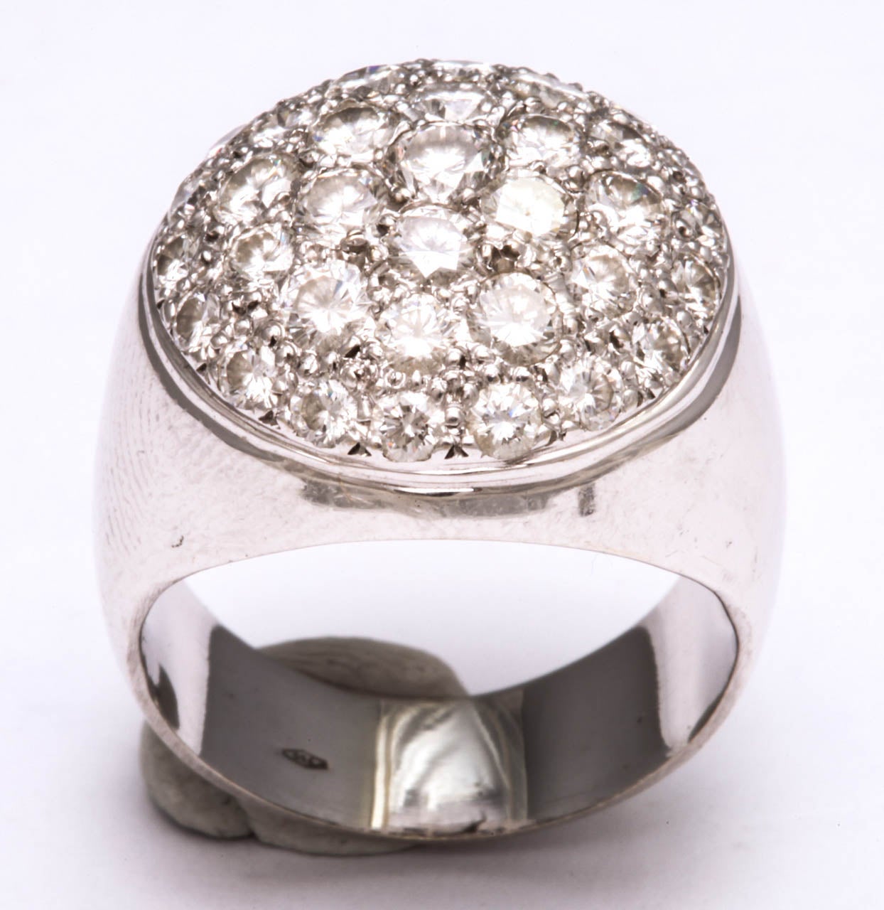 Massive white gold & Diamond Bull's Eye Ring