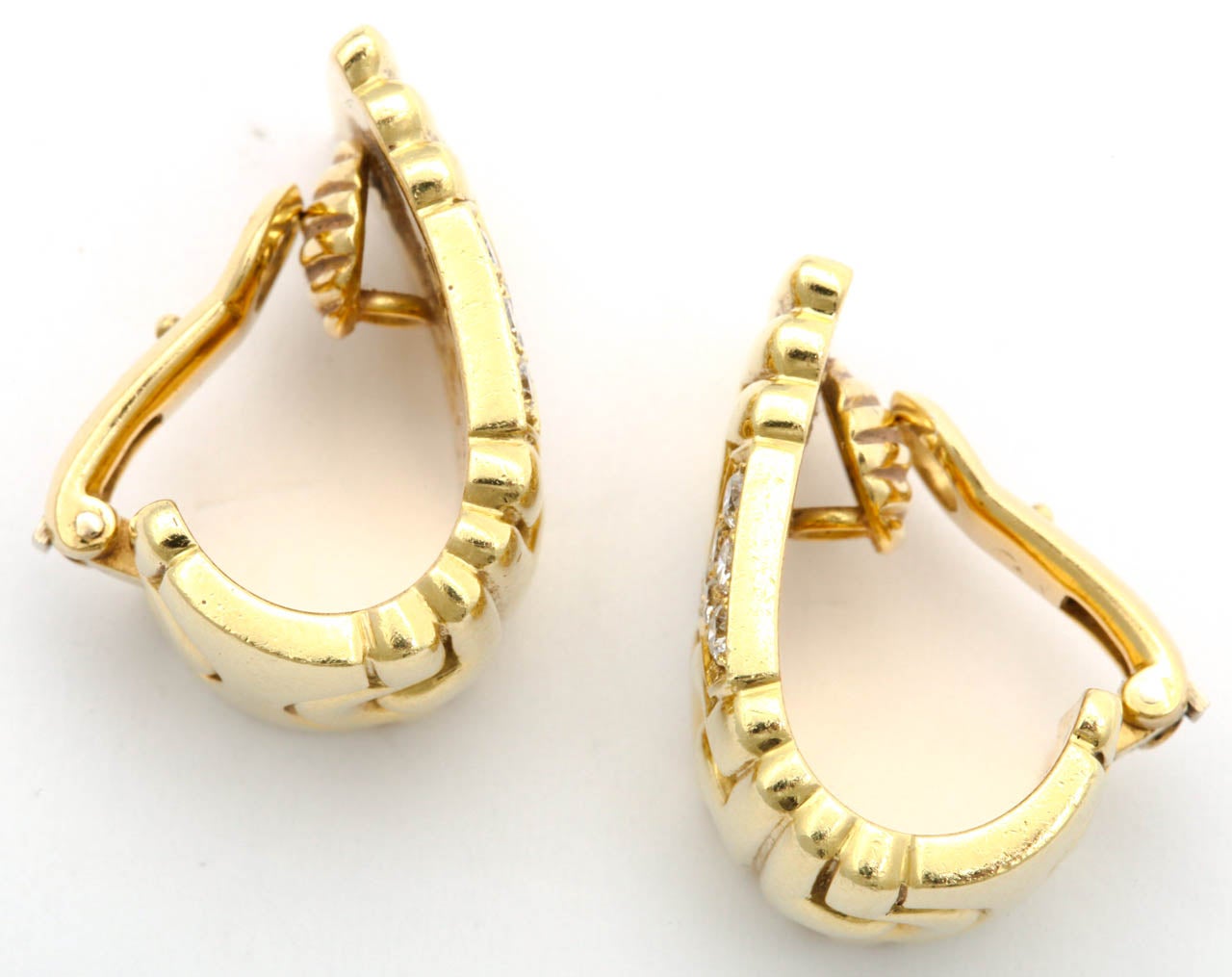 Women's Clip on Diamond & Gold Earrings For Sale