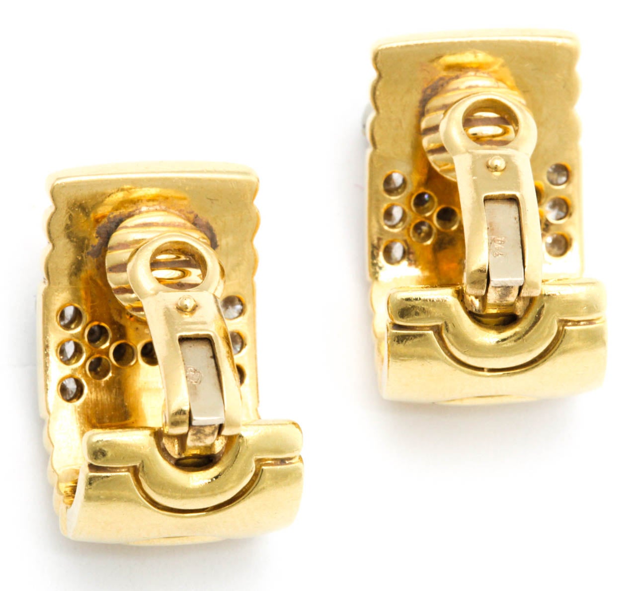 Clip on Diamond & Gold Earrings For Sale 1