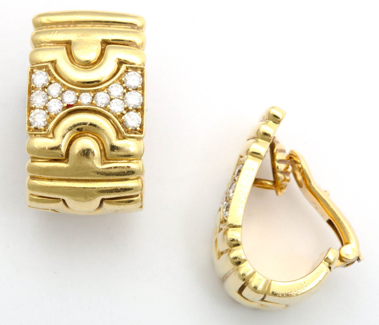 Clip on Diamond and Gold Earrings For Sale at 1stDibs