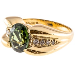 Sonia B Oval Green Tourmaline Diamond Gold Ring