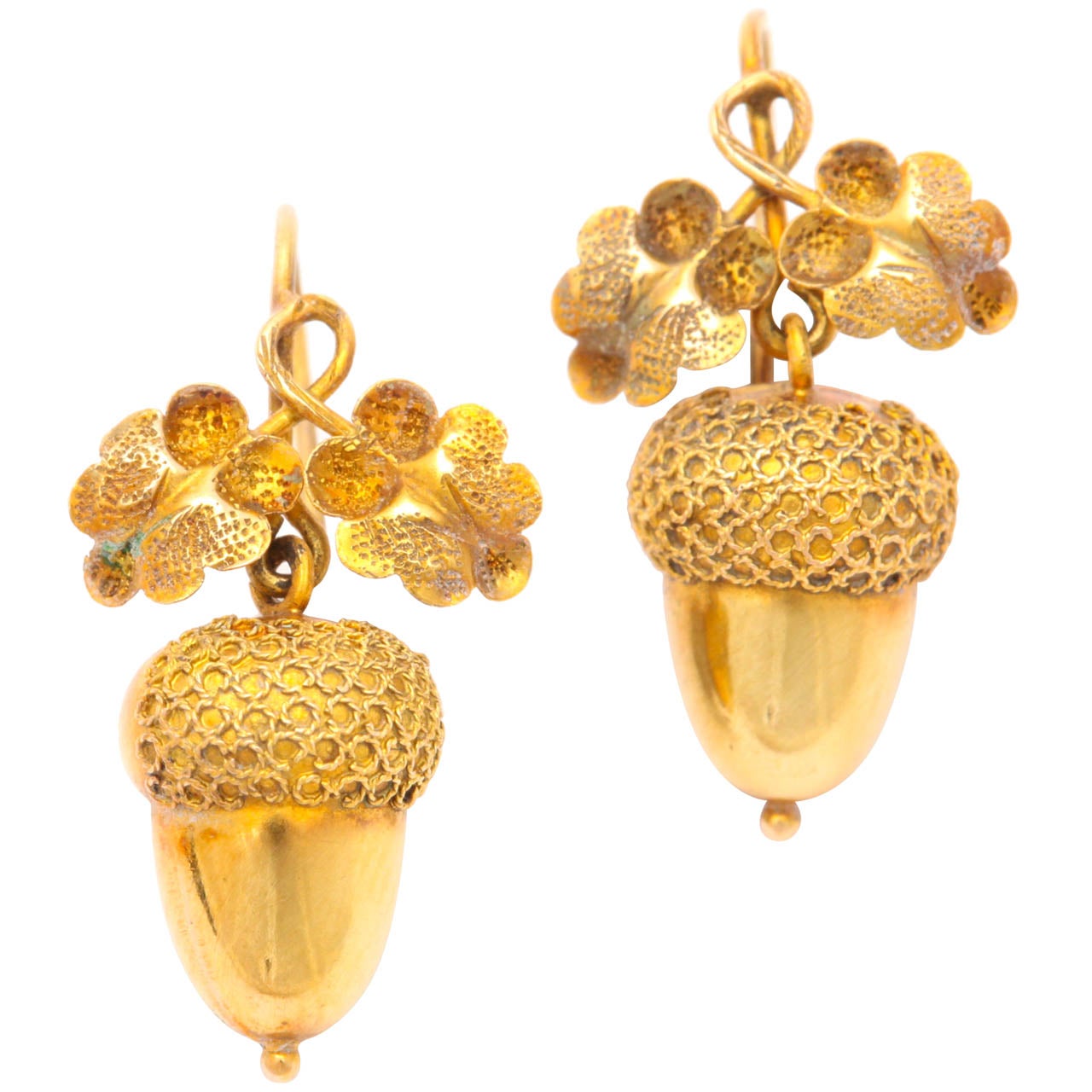 Victorian Mighty Petite Golden Acorn Earrings