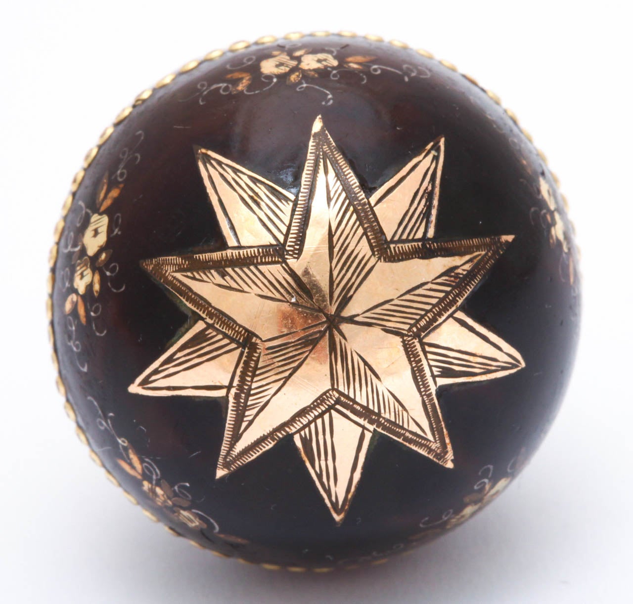 Victorian Beads of Gold and Heavenly Stars and Flowers on a Pique Ball Pendant