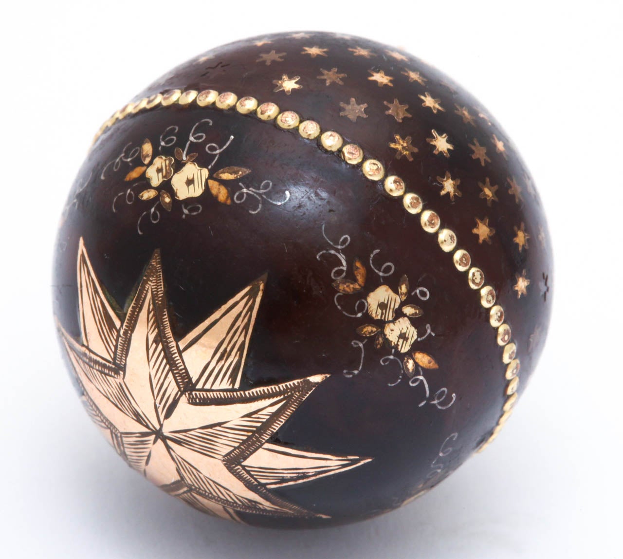 Beads of Gold and Heavenly Stars and Flowers on a Pique Ball Pendant 1