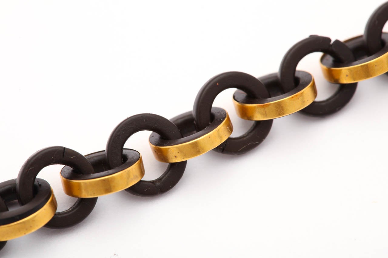Lange viktorianische Kette aus Gold und Vulkanit Damen