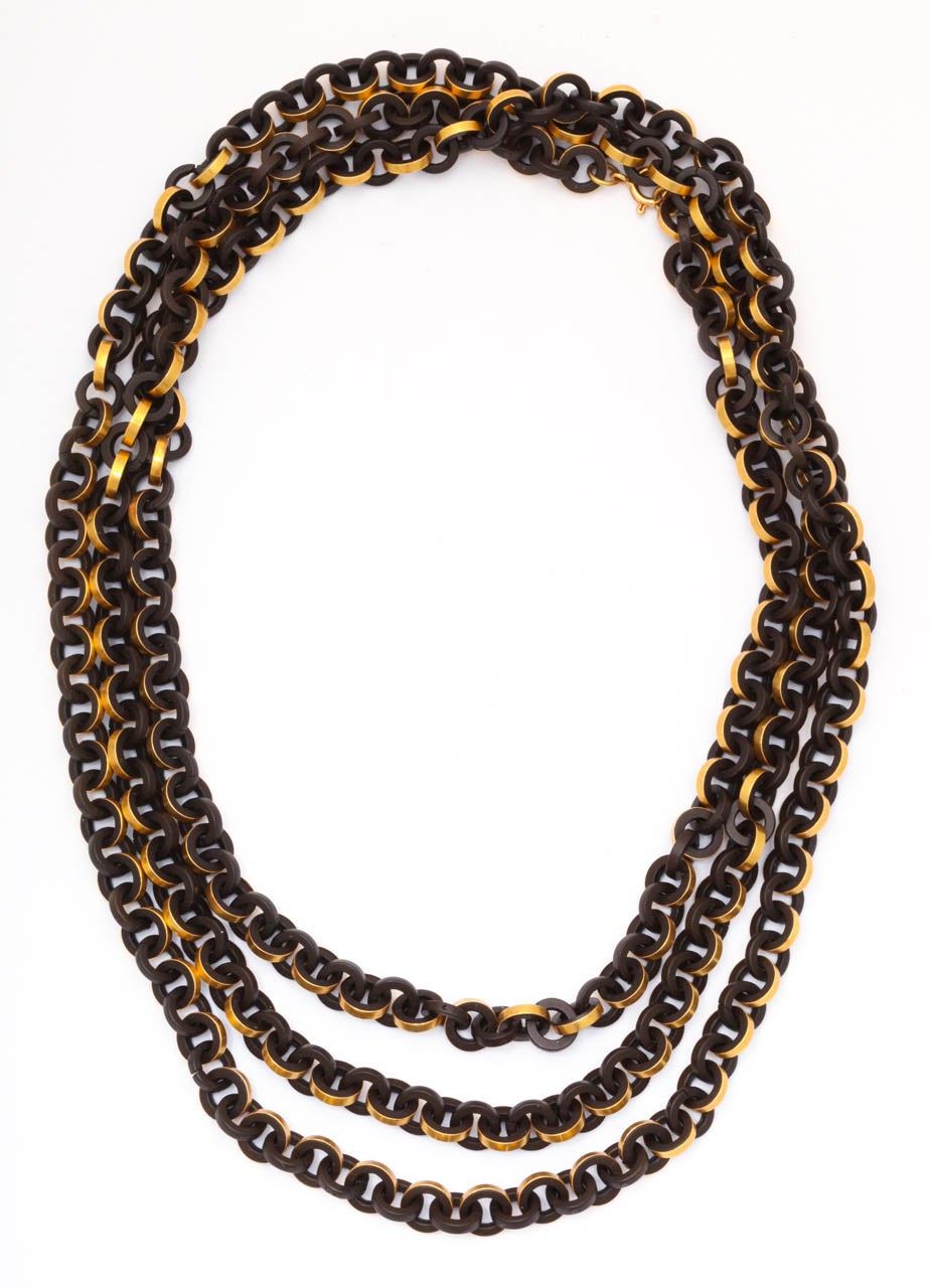 Long Victorian Gold and Vulcanite Chain  2