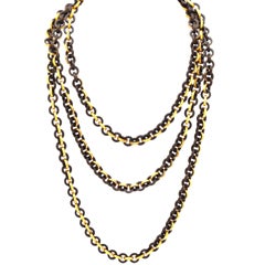 Long Victorian Gold and Vulcanite Chain 